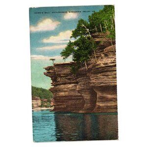 Hawks Bill Cliff Scenic Postcard Wisconsin Dells Vintage 1940s Collectible
